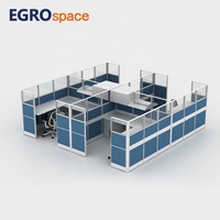 EGROspace Bureau Design 3 Personnes Moderne L Forme Poste de Travail Tissu Bureau Cloison
