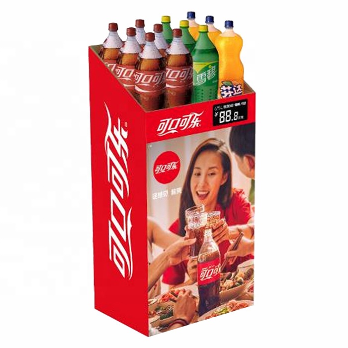 Рекламная картонная витрина для напитков, отдельно стоящая напольная гофрированная стойка