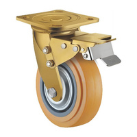 Roues à roulettes robustes de style américain, 8 pouces, antidérapantes, en caoutchouc polyuréthane haute élasticité, roulettes industrielles
