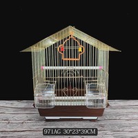Cage d'élevage pour oiseaux en fer, surface peinte, forme carrée, fermeture à boucle, style moderne, plateau en plastique, emballée en boîte pour intérieur/extérieur