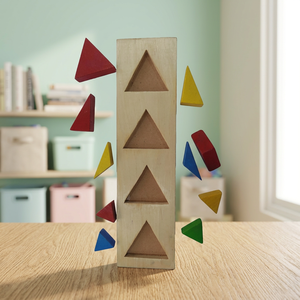 Juguete Educativo Montessori de Madera, Tablero de Clasificación de Formas Geométricas, Triángulos Apilables para Niños - Product Image 3