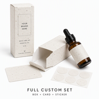 Ensemble d'huiles essentielles en marque blanche, boîte personnalisée en papier grainé, ensemble d'autocollants pour cartes, ensemble d'huiles essentielles entièrement personnalisé