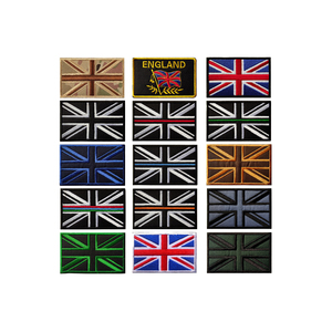 낮은 MOQ 전술 영국 연합 플래그 패치 후크 앤 루프 전술 패치 아플리케 패스너 캡 백 용 전체 자수 패치 - Product Image 2