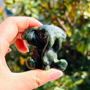 Hot Sale <span class=keywords><strong>Natural</strong></span> Alta Qualidade Cristal Pedra Verde Jade Elefante Cura Pedra Animais Elefante Escultura para Presentes - Product Image 2
