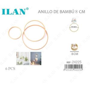 Anello in bambù Ilan 8 cm per artigianato e decorazioni, 6 pezzi - Product Image 1