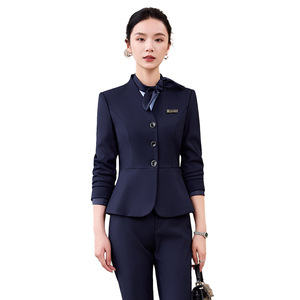 Women's Professional Suit Set Gray Polyester Anti-Wrinkle Formal Wear For Receptionist Or Technician Uniform - Product Image 5
