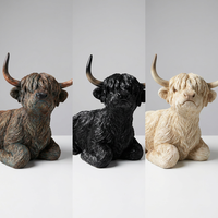Kerajinan Resin patung ternak Highland Skotlandia ornamen Resin Yak patung meja sapi Highland untuk dekorasi rumah