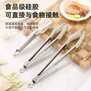 Silicone Food Tongs 9 12 14 Inch Oven Safe White Black Red Set Of 3 For BBQ Baking Steak Cooking - Product Image 2