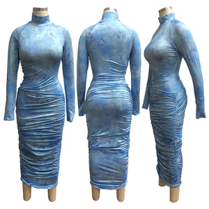The latest fashion dress for women in 2026, featuring European and American printed long sleeved pleated T-shirt skirt - Product Image 5