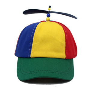 Fashion Colorful Funny Snapback Hat Detachable Helicopter Baseball Cap Adjustable Top Hats for Kid Adult Rainbow Propeller Hat