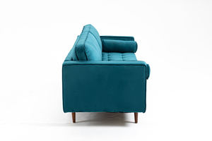 Partner Luxus 2-Sitzer Navy Samt-Sofa-Bett Liebessitz niedrige Preise für Wohnzimmer und Schlafzimmer mit Ablage und Holzrahmen - Product Image 3