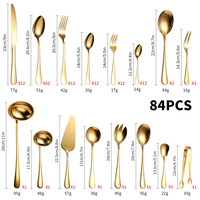 Fabricants vente en gros ensemble de vaisselle en acier inoxydable 72/84 ensembles d'ustensiles de service couteau, fourchette et cuillère boîte-cadeau