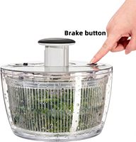 Keuken groente droogbak plastic handmatige slacentrifuge met transparant deksel antislip groente fruit centrifuge droger