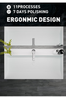 Meuble-lavabo de salle de bain moderne de conception italienne, lavabo suspendu en pierre à surface solide, lavabo rectangulaire