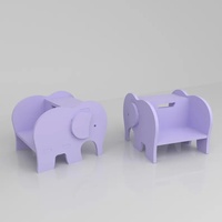 Tabouret d'appoint en bois multifonctionnel réglable pour enfants, chaise-échelle en bois, tabouret à 2 marches en forme d'éléphant
