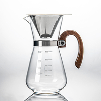 Carafe à café en verre borosilicate haute résistance avec filtre en acier inoxydable, pot à café pour infusion manuelle, pour la préparation quotidienne du café