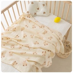 ผ้าฝ้าย2ชั้น110*100ซม. มัสลินห่อผ้านวมนุ่มพิเศษผ้านวมคลุมอาบน้ำเด็กผ้าห่มคลุมอาบน้ำลายการ์ตูนผ้านวมห่อตัวทารก - Product Image 5
