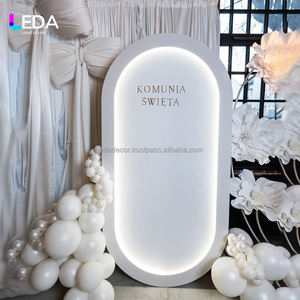LEDA New Design LED Round White Acrylic PVC <b>Backdrop</b> <b>Stand</b> Arch for <b>Wedding</b> Party Events - Product Image 4