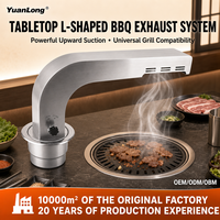 Hotte d'extraction de fumée pour table de barbecue commerciale Yuanlong, en acier inoxydable 304, forme en L, avec registre d'air réglable