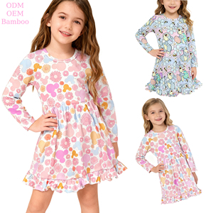 Ruidian Hot Selling New Design Vestido De Bambu Crianças Baby Girl Vestidos Custom Manga Longa Bonito Criança Princesa Twirl Dress <span class=keywords><strong>Clothing</strong></span> - Product Image 5