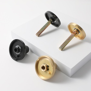 Manija de <span class=keywords><strong>Puerta</strong></span> Corredera de Cobre Puro para Apertura de Emergencia con Cerradura, <span class=keywords><strong>Dorado</strong></span>/Negro, Moleteada, Herraje Premium para Interiores de Baño - Product Image 4