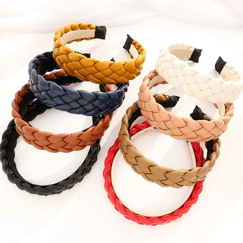 LRTOU Wholesale New Arrival Women Fashion Hairband Hair Accessories Leather Braided Make Up Hair Band Headband For Girls