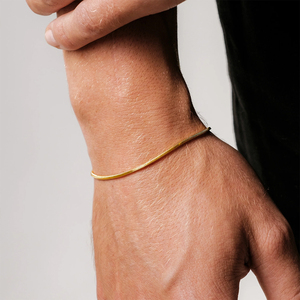 Bracciale a Catena da <span class=keywords><strong>Uomo</strong></span> EManco all'Ingrosso Minimalista Placcato Oro 18k, Bracciale di Lusso in Acciaio Inossidabile con Catena a Spina di Pesce per Gioielli da <span class=keywords><strong>Uomo</strong></span> - Product Image 4