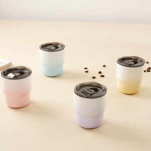 แก้วน้ำแบบพกพา 4 สี สไตล์อเมริกัน หรูหราเบาๆ แนวเรโทร สำหรับแคมป์ปิ้งกลางแจ้ง ฝาปิดแบบมีหูจับ ขนาดเล็ก รุ่น 304 - Product Image 3