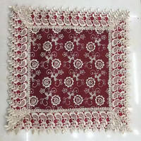 Housse de coussin décorative en polyester 100% ignifuge, brodée avec une élégante dentelle