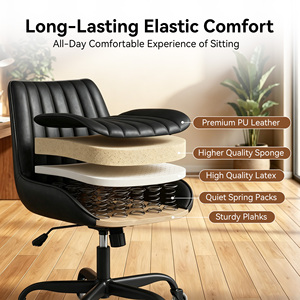 Commercial Modern Ergonomic Comfortable Office <b>Task</b> <b>Chair</b> PU Leather Adjustable Height Armrest Swivel Stainless Steel Base - Product Image 2