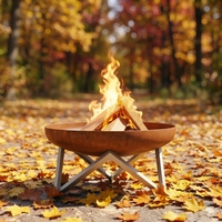 Brasero extérieur en acier au carbone de 80 cm pour bois, foyer de jardin, patio, barbecue, chauffage extérieur et camping