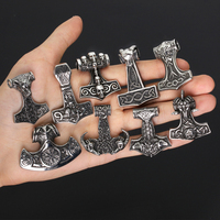 Pendentif personnalisé en acier inoxydable, style punk, viking, rune Mjolnir, marteau de Thor, vintage, pour homme, à porter sur un collier