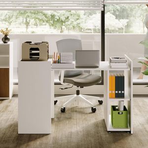 White <strong>Foldable</strong> <strong>Desk</strong> with Drawer and Storage Shelves. Compact Design Fits Home Office, Study, Gaming, <strong>Small</strong> Apartments Perfectly - Product Image 2