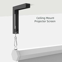 Écran de projecteur universel noir support en L support mural extension réglable avec crochet manuel pour montage mural ou au plafond