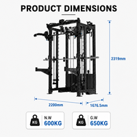 Machine Smith compacte tout-en-un 1000LBS, rack de musculation robuste avec double croisement de câbles et empilements de poids