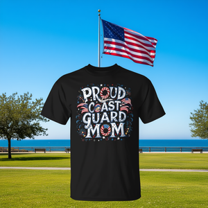 Camiseta Proud Us Coast Guard Mom con diseño patriótico, color negro, talla mediana - Product Image 3