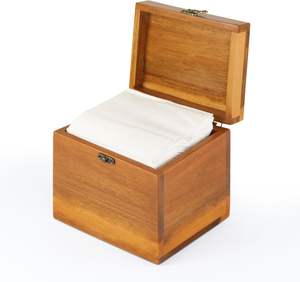 Acacia Box 50 Load Capacity <b>Wooden</b> Container Face Towelettes Bathroom Counter <b>Storage</b> Stone <b>Bin</b> - Product Image 1