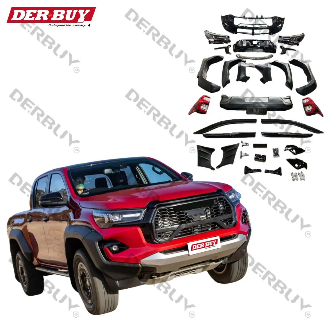 Car accesorios modified front bumper grille body kit for hilux revo rocco upgrade to 2022 2023 GR Style