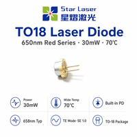 Diodo Láser Rojo QSI QL65I7SA 650nm 30mW TO18 5.6mm, Módulo LD de Modo TE para Sensor Óptico Médico e Industrial