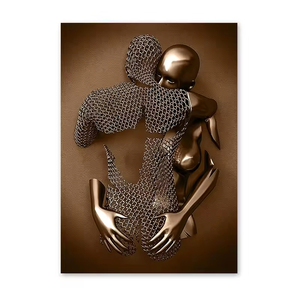 Pintura al Óleo Moderna de Amor, Estatua de Metal, Póster Artístico e Impresión de <span class=keywords><strong>Arte</strong></span> Mural, Pintura de Porcelana de Cristal, Decoración del Hogar - Product Image 6
