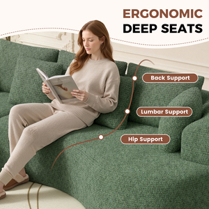 Modern Lunar Shape Curved Chenille <b>Sofa</b> Oversized Curved Modular Couch with Deep Seats for Living Room - Product Image 5