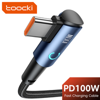 Câble de charge Toocki haute puissance PD 100W, Type-C vers Type-C, design en forme de L à 90 degrés pour ordinateur portable de jeu pendant la charge