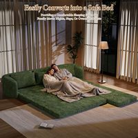 Knochenlose Eckcouch mit Gebogener Armlehne 6-in-1 Konvertierbares Klappbares Schlafsofa Chenille Modulares Sofa für Wohnzimmer