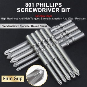 Punta per Cacciavite Phillips <span class=keywords><strong>Serie</strong></span> Necal 801, Acciaio Legato S2, Magnetica, Attacco da 5mm, per Cacciaviti Elettrici - Product Image 2