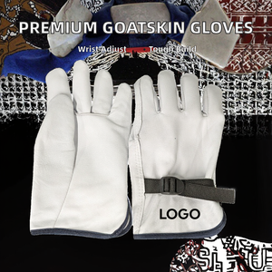 Guantes de Trabajo de Piel de Cabra Blanca de Alta Calidad, con Muñequera Ajustable, Resistentes, Personalizables, Talla <span class=keywords><strong>2XL</strong></span>, Protección Laboral, Industria, Conducción - Product Image 2