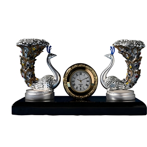 R.K.INTERNATIONAL 999 <b>Silver</b> Plated Brass Peacock Candle Holder Set | Luxury Handmade Heat Resistant Eco-Friendly Tabletop Stand - Product Image 2