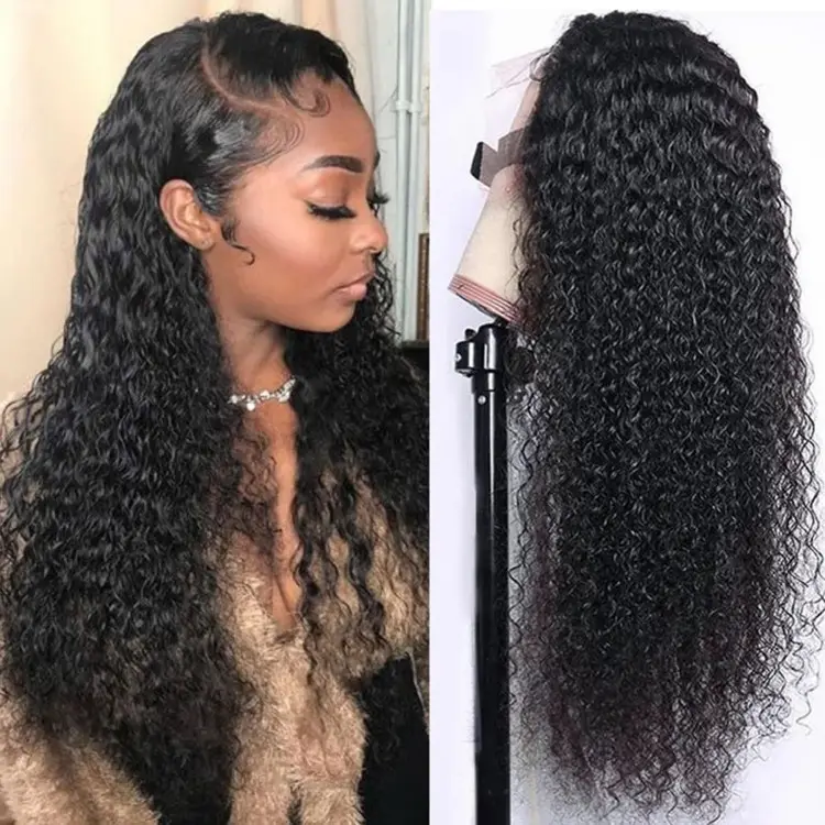 Raw Indian Curly Hair Wigs Vendor March Expo cheap Kinky Curly Wave 360 Full HD Density 180% 13x6 HD Human Hair Lace Front Wig