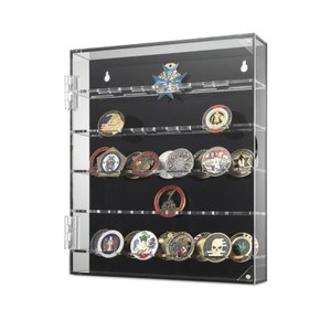 Vitrine moderne en acrylique pour pièces de monnaie avec 5 étagères transparentes et porte magnétique, conception personnalisée en usine pour médailles, jetons de <span class=keywords><strong>poker</strong></span>, épingles - Product Image 2