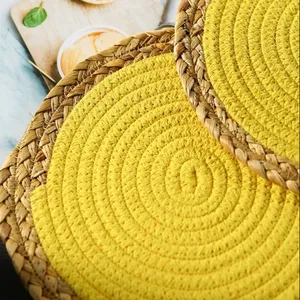 Placemats 2023 Woven Rattan Placemats Supplier Polyester Cotton Placemat Natural Material Pot Pad Wholesale Classic Coaster