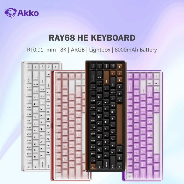 Akko RAY68 HE Mechanical Keyboard 65% Magnetic Switch Rapid Trigger 0.005mm 8K RGB with Lightbox Custom ESports Gaming Keyboard